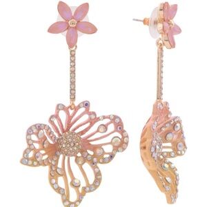 Betsey Johnson Garden Glam Flower Drop Earrings New